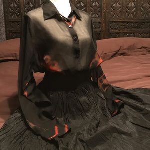 🖤 STYLE TREND GLAMOUR 🖤 Black & Red tie dye SHEER blouse 🖤
